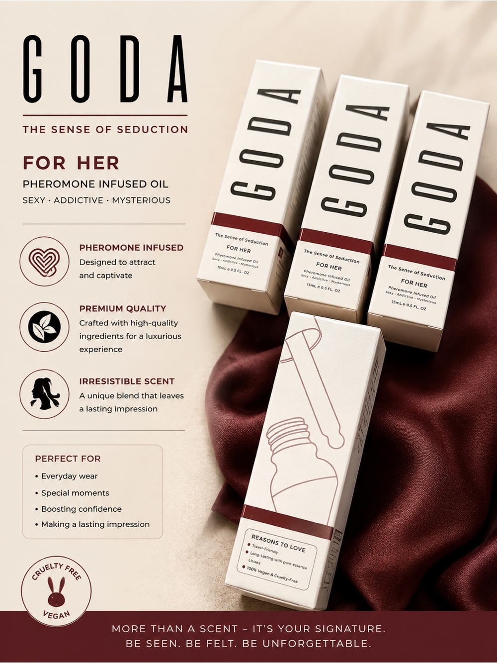 GODA For Her Seductive Lightweight Pheromone Infused Body Oil